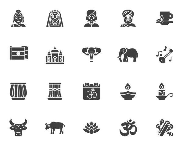 India cultura vector iconos conjunto — Archivo Imágenes Vectoriales