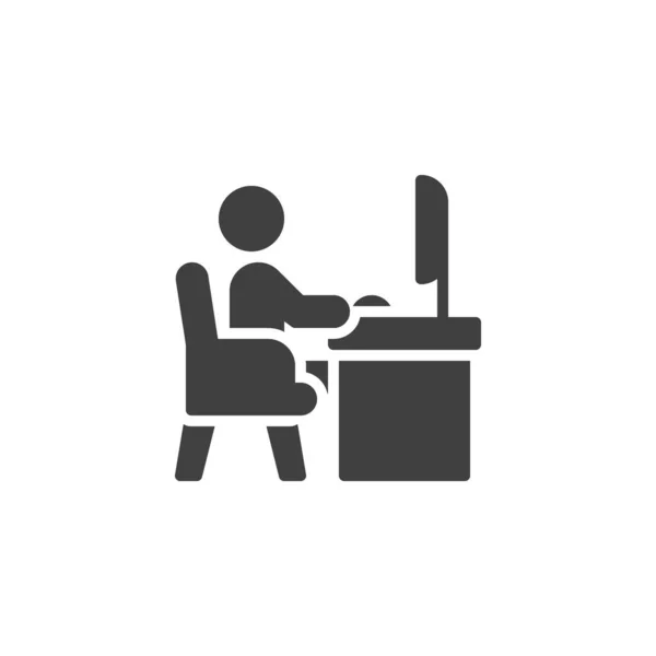 Hombre trabajando en el icono del vector de ordenador — Archivo Imágenes Vectoriales