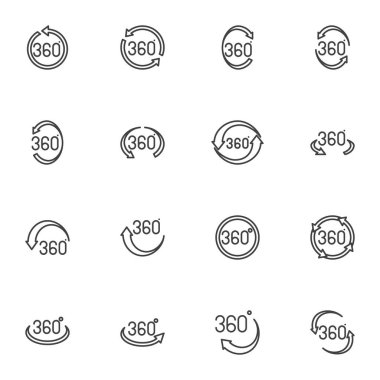 360 derece çizgi simgeleri ayarlandı