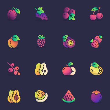 Meyve dolu özet simgeleri