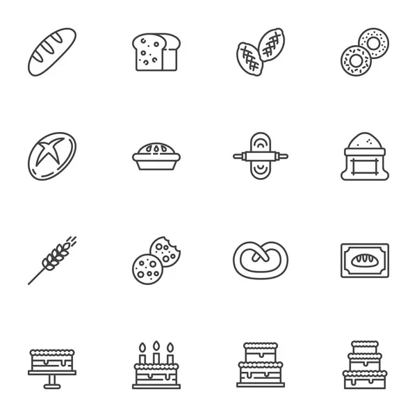 Symbole der Bäckereikette gesetzt — Stockvektor