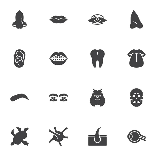 Piezas de la cara humana vector iconos conjunto — Vector de stock