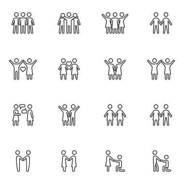 Arkadaşlık ve aşk çizgisi simgeleri ayarlandı