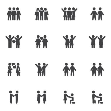 Arkadaşlık ve aşk vektör simgeleri ayarlandı