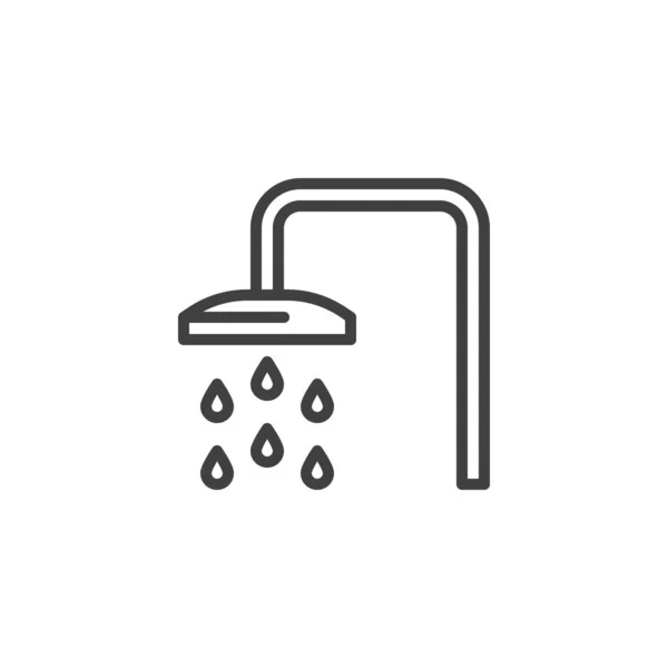 Douche en water druppels lijn pictogram — Stockvector