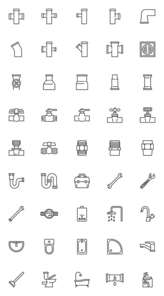 Plumbing service line icons set — Stock Vector