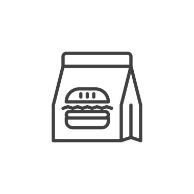 Burger paper bag line icon vector