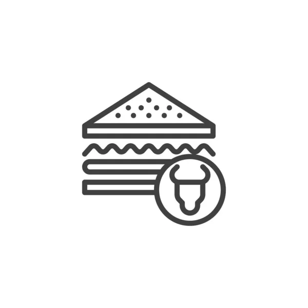 Icono de línea de sándwich de carne — Vector de stock