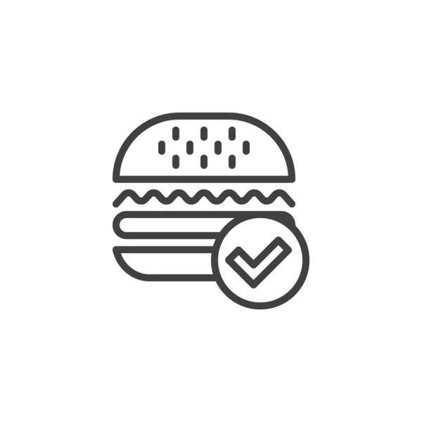 Icono de línea de aprobación de comida rápida — Vector de stock