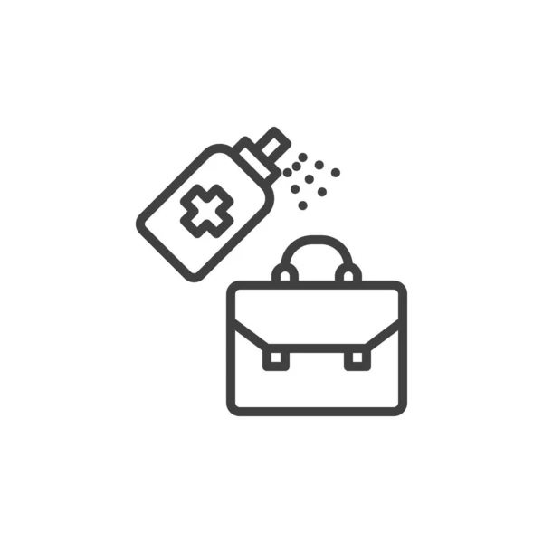 Briefcase sanitizing line icon — Stock Vector