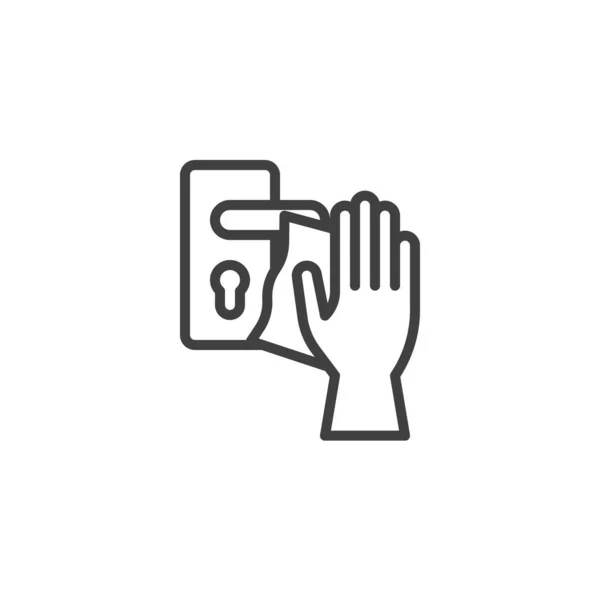 Icône de ligne de poignée de porte de nettoyage — Image vectorielle