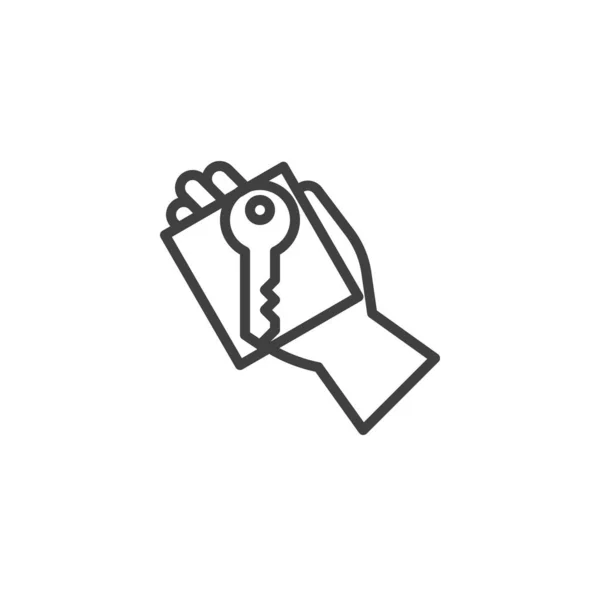 Limpia a mano el icono de la línea de llave de la casa — Vector de stock