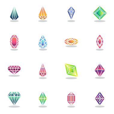 Oyun koleksiyonu için mücevherler, düz simgeler