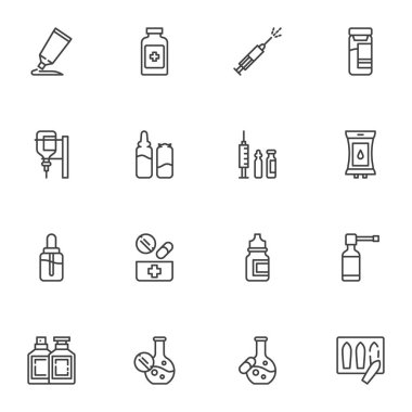 Tıbbi tedavi çizgisi simgeleri ayarlandı