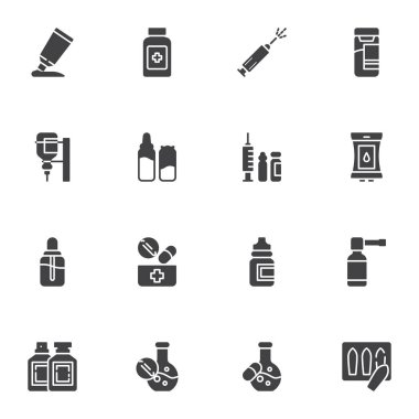 Tıbbi tedavi vektör simgeleri belirlendi