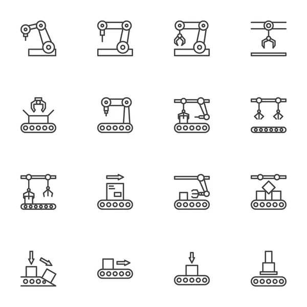 Robotic technology line icons set — Stock Vector