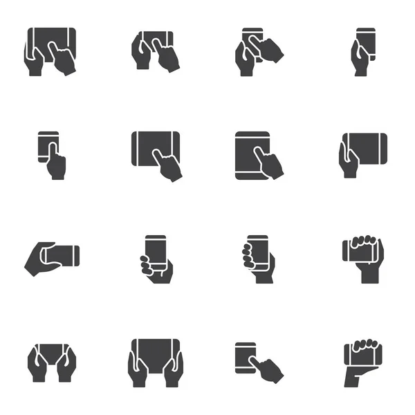 Hand using gadget vector icons set — Stock Vector