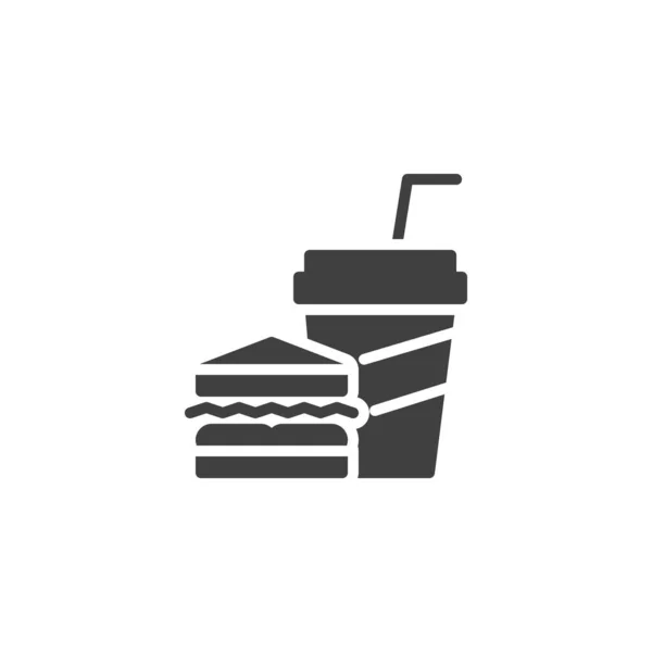Sándwich y bebida de soda icono del vector — Vector de stock