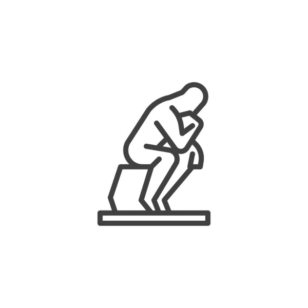 Denkende Mann Statue Linie Symbol — Stockvektor
