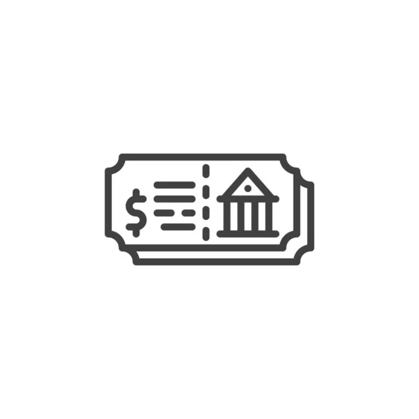 Museum ticket line icon — Stock Vector