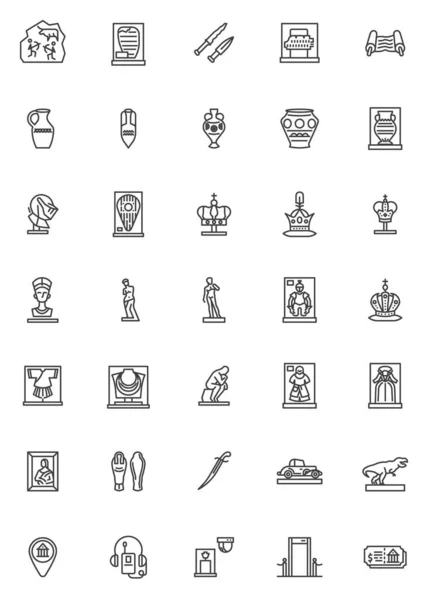 Museum visar linje ikoner som — Stock vektor
