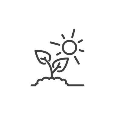 Bitki ve güneş çizgisi simgesi