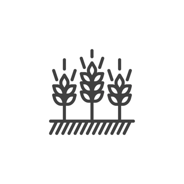 Growing wheat plant line icon — Stock Vector