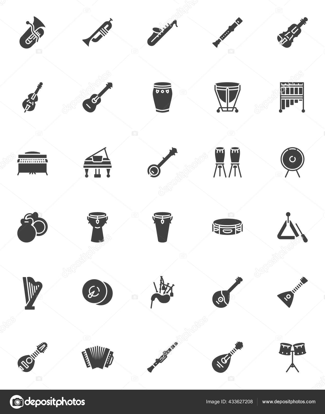 Instrumentos musicales vector iconos conjunto vector, gráfico vectorial