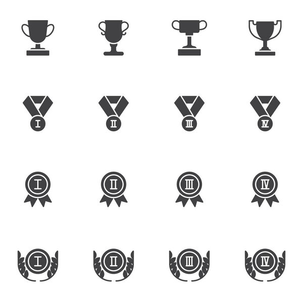 Trophy and awards vector icons set