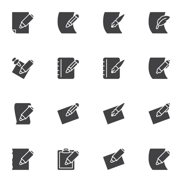 Escribir documento vector iconos conjunto — Vector de stock