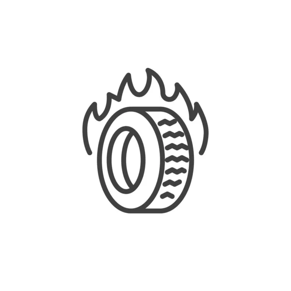 Płonąca gumowa ikona linii opon — Wektor stockowy