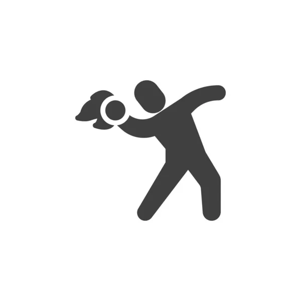 Man throw a fire bottle vector icon — Stockový vektor