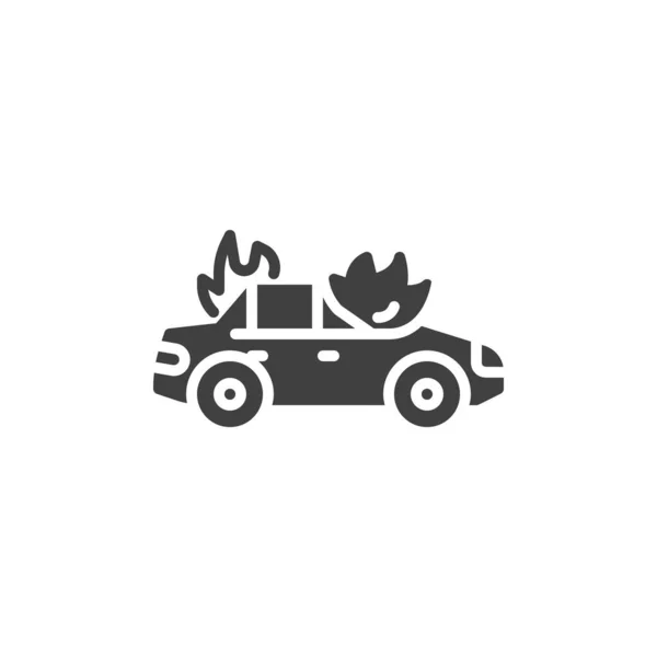 Burning icono de vector de coche — Vector de stock