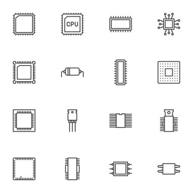 İşlemci mikroçip hattı simgeleri ayarlandı