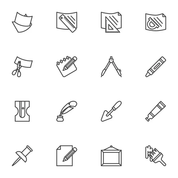 Schreib- und Zeichenwerkzeuge setzen Symbole — Stockvektor