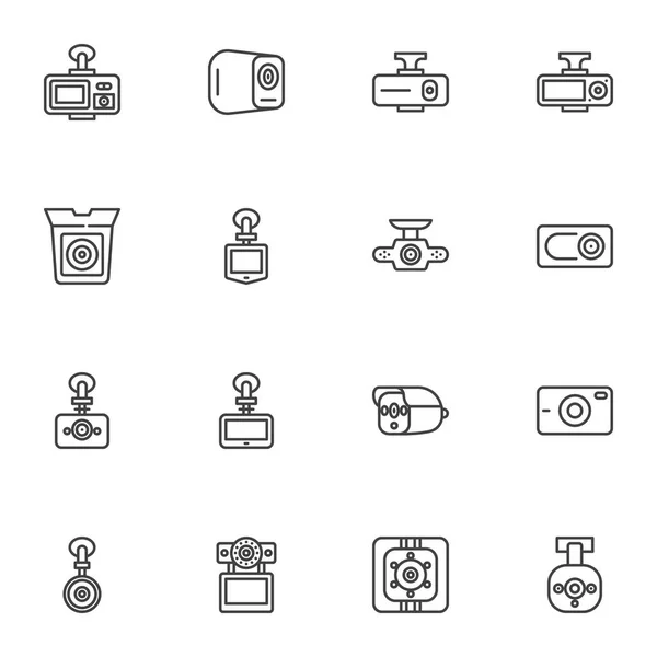 Conjunto de iconos de línea de cámara DVR — Vector de stock