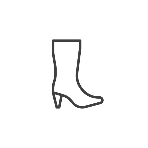 Woman high heel shoe boot line icon — Stock Vector