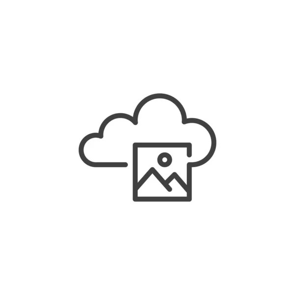 Afbeeldingenalbum cloud line icoon — Stockvector