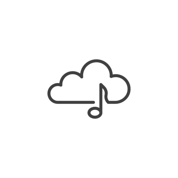 Icono de línea nube de almacenamiento multimedia — Vector de stock