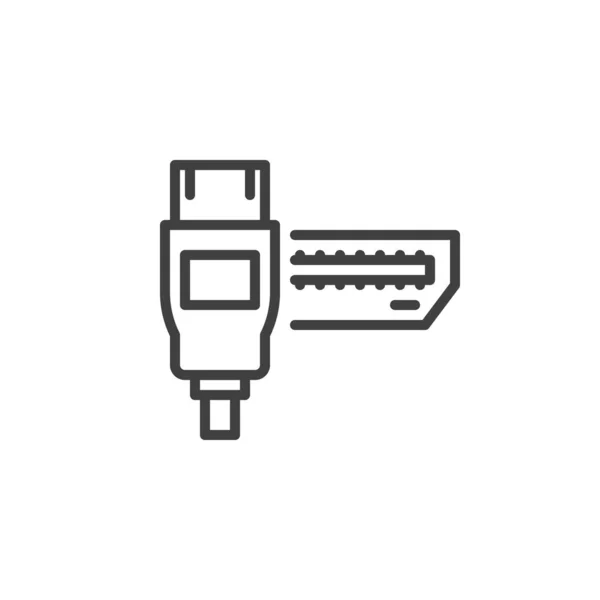 HDMI电缆和端口线图标 — 图库矢量图片