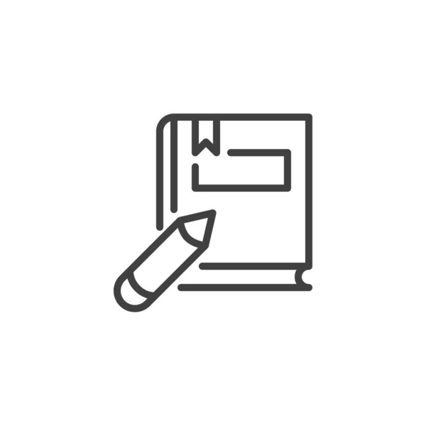 Könyv és ceruza vonal ikon — Stock Vector