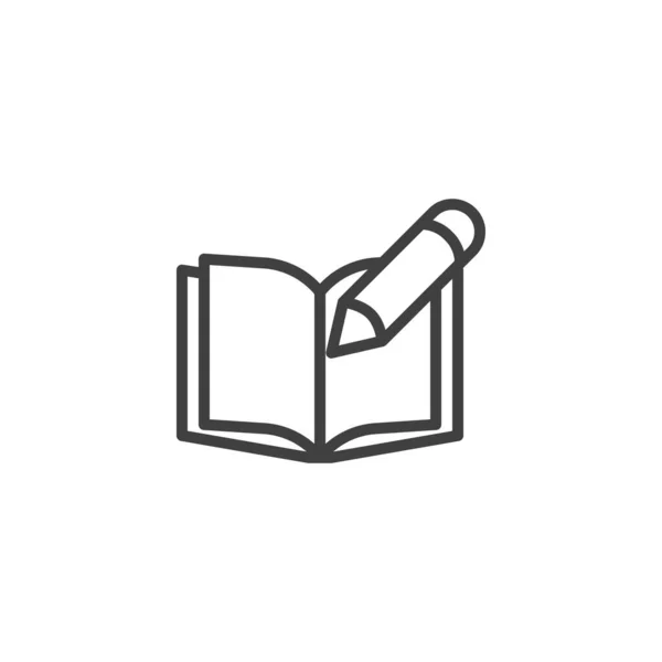 Escribir icono de línea de libro — Vector de stock