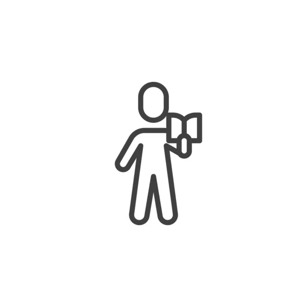 Homme avec icône de ligne de livre — Image vectorielle