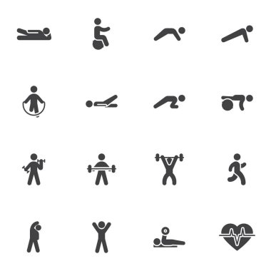 Spor alıştırmaları vektör simgeleri ayarlandı