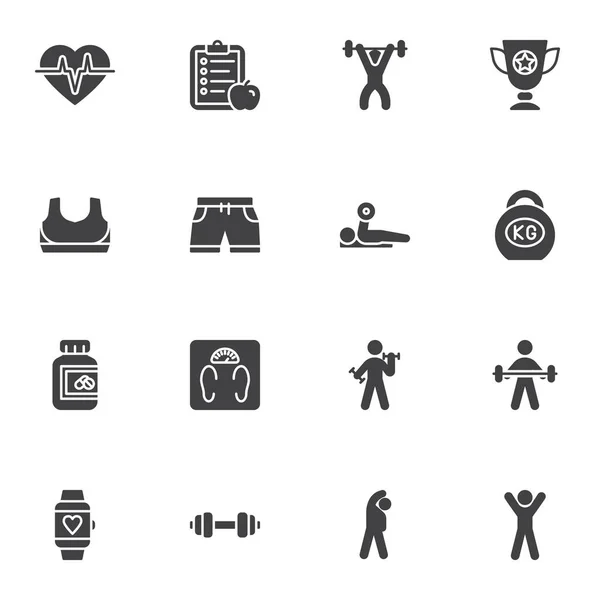 Juego de iconos vectoriales de deporte y fitness — Vector de stock