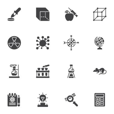 Bilim ve teknoloji vektör simgeleri ayarlandı