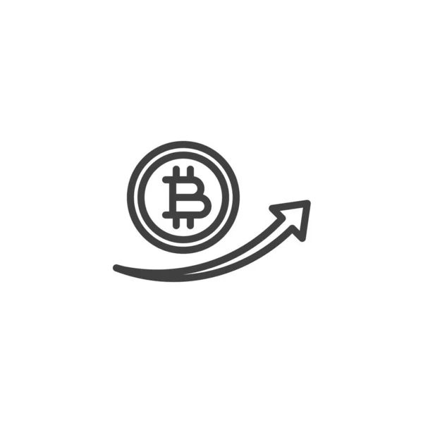 Bitcoin groei lijn pictogram — Stockvector