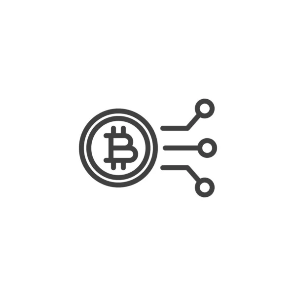 Bitcoin digital money line icon — Stock Vector