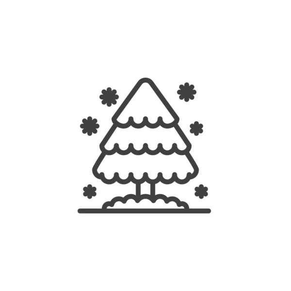 Kerstboom en sneeuw lijn pictogram — Stockvector