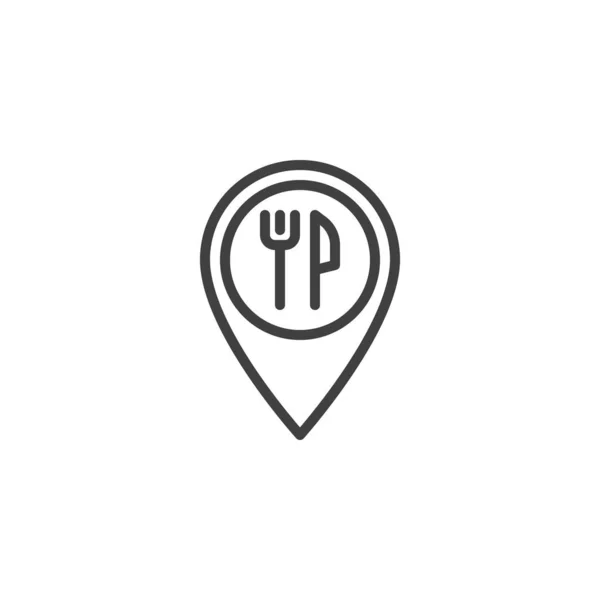 Lokalizacja restauracji ikona pin line — Wektor stockowy